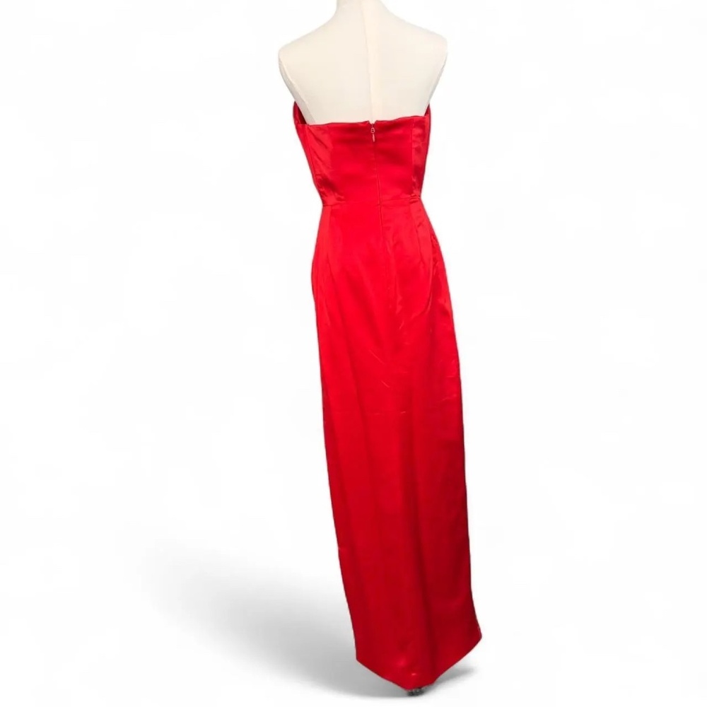 House of CB - ADRIENNE Scarlet Satin Strapless Gown - Small - Picture 6 of 14